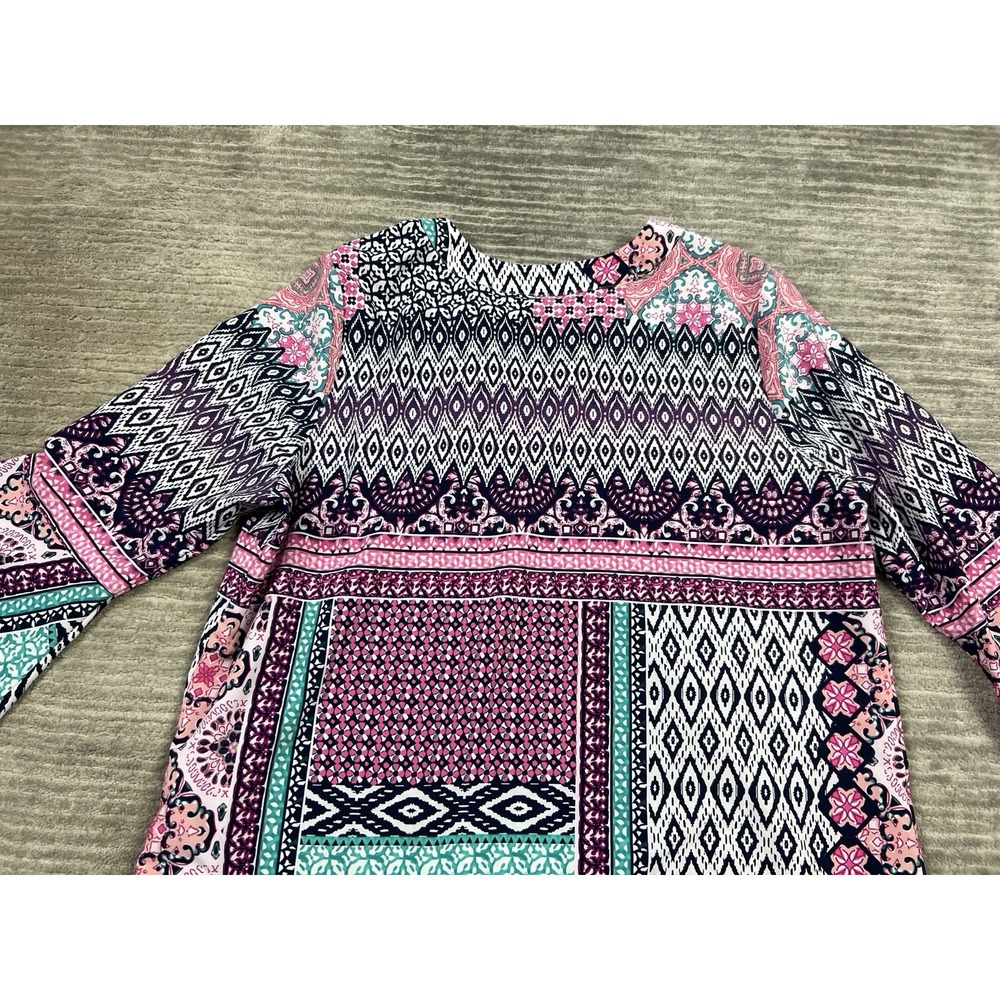 Kim Rogers Top Womens‎ Large Multicolor 3/4 Sleeve V-neck Polyester Blend - Picture 8 of 12